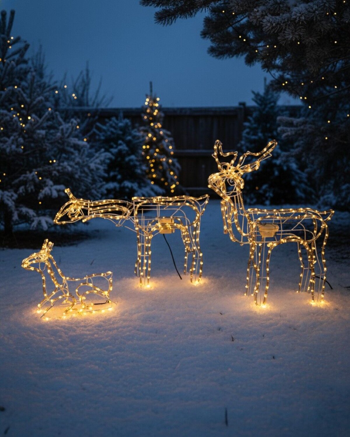 Animated 3D Reindeer Family Of 3 Neutral White LED Rope Light Display — image 4