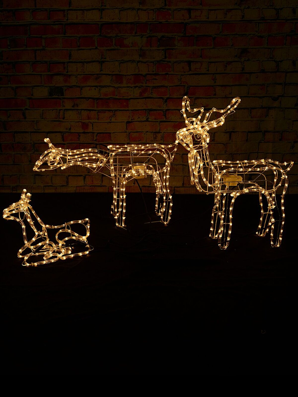 Animated 3D Reindeer Family Of 3 Neutral White LED Rope Light Display — image 10