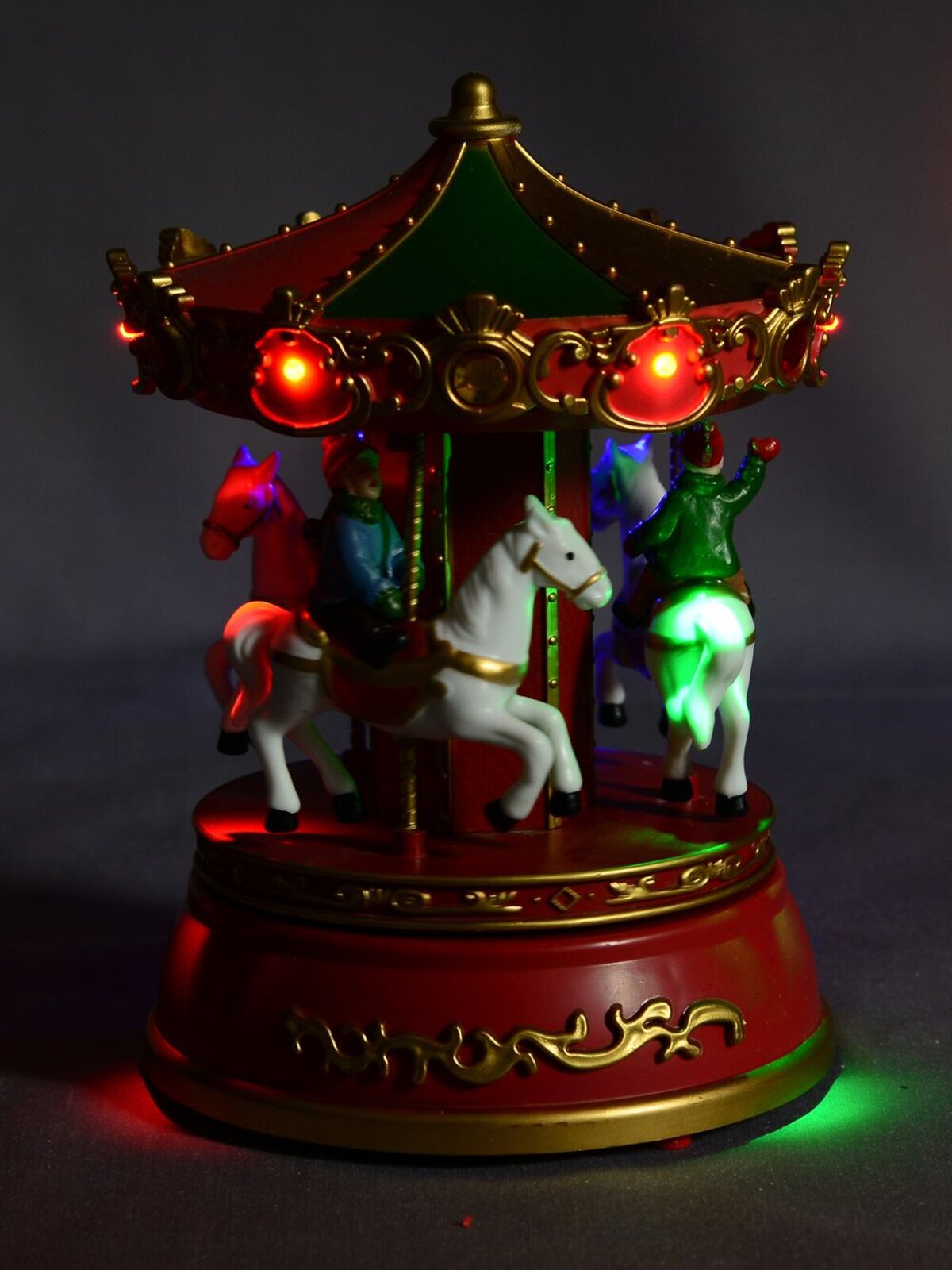 Animated, Illuminated & Musical Christmas Village Carousel Scene - 18cm