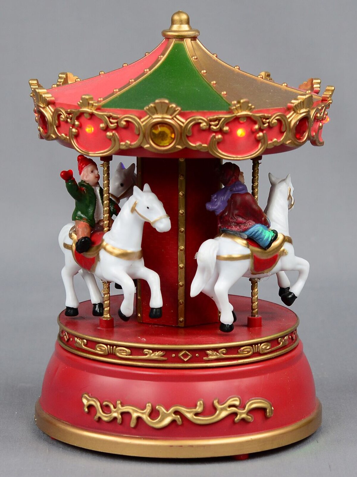 Animated, Illuminated & Musical Christmas Village Carousel Scene - 18cm