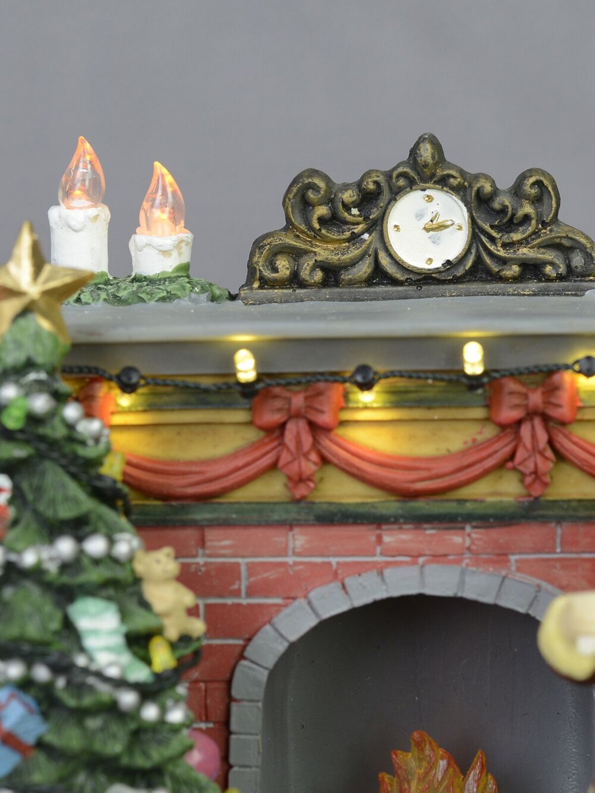 Animated & Illuminated Santa By The Fireplace Scene - 20cm