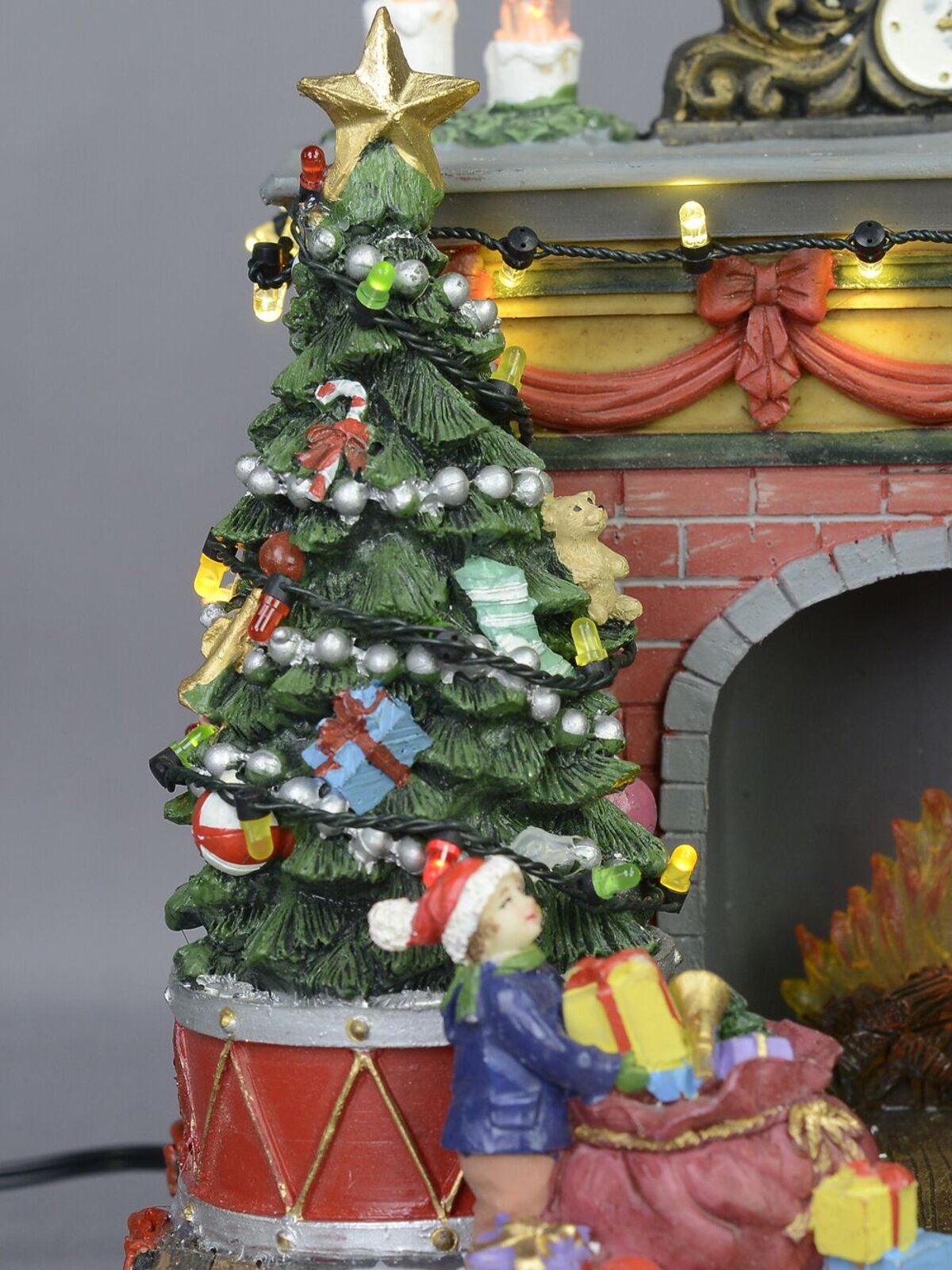 Animated & Illuminated Santa By The Fireplace Scene - 20cm