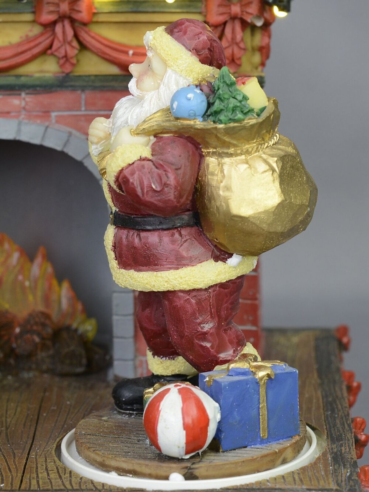 Animated & Illuminated Santa By The Fireplace Scene - 20cm