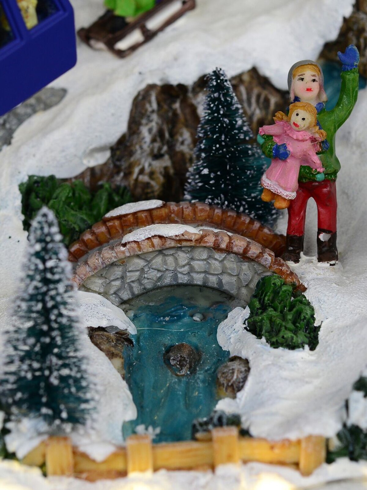 Animated & Illuminated Winter Snow Covered Village with Train & Cable Car - 38cm — image 5