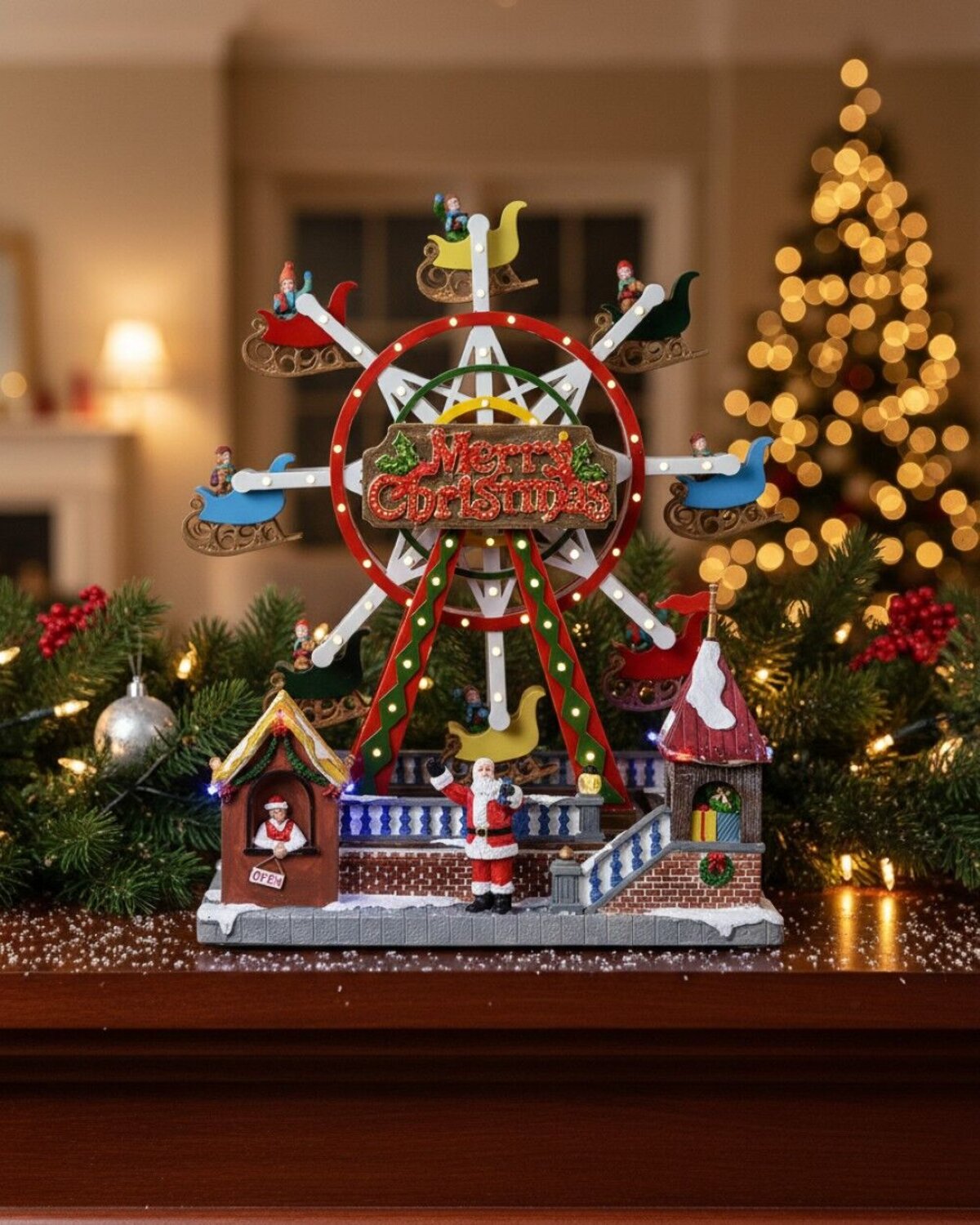 Animated Musical Christmas Ferris Wheel With Multi Colour LED Lights | 33cm — image 2
