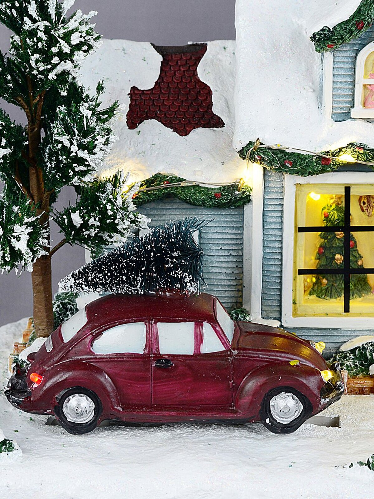Animated Musical Home For Christmas With LED Car & Street Lamp | 30cm — image 7