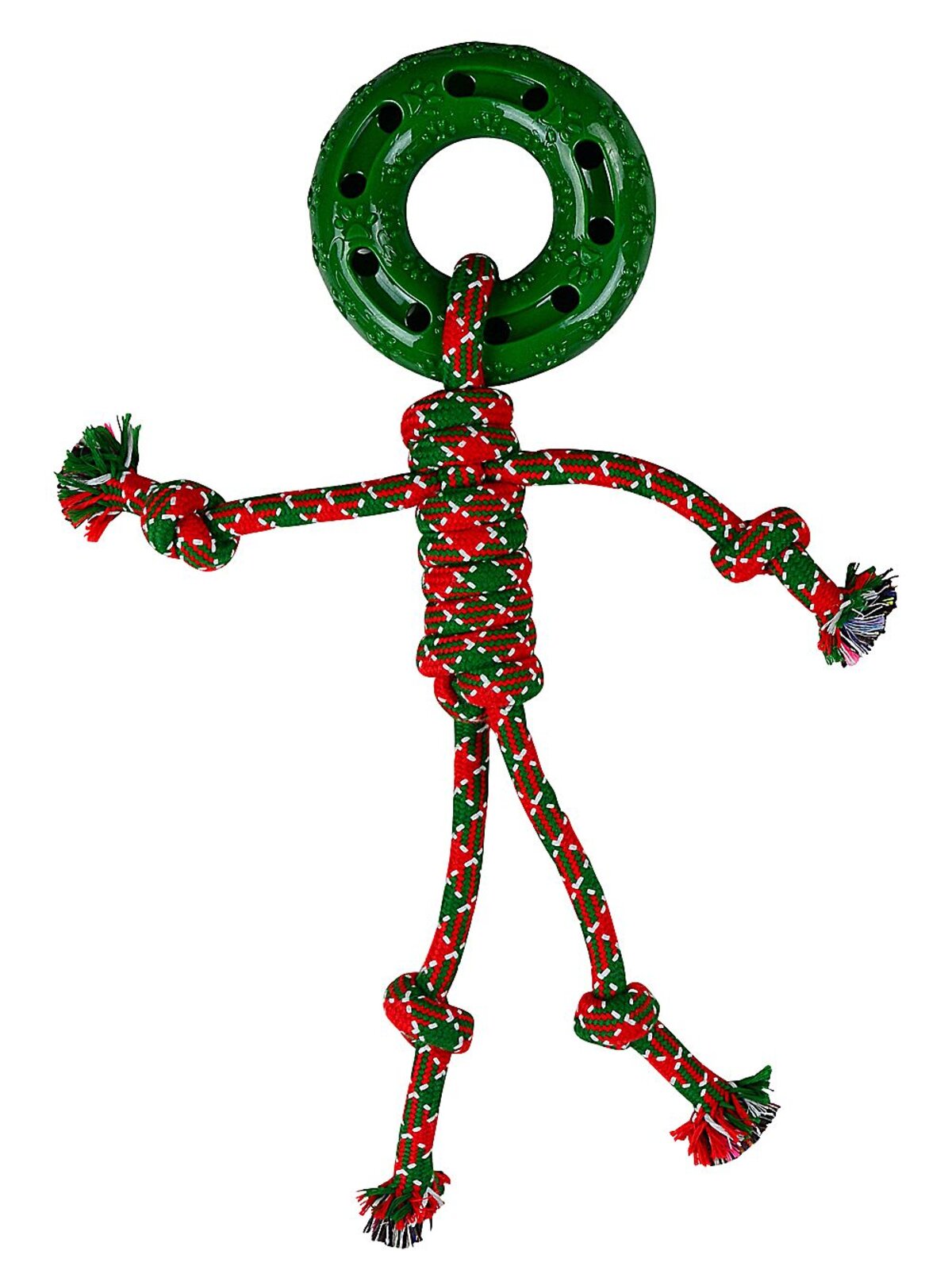 Assorted Red Or Green Ring Head Rope Figure Dog Christmas Tug Toy | 38cm — image 2