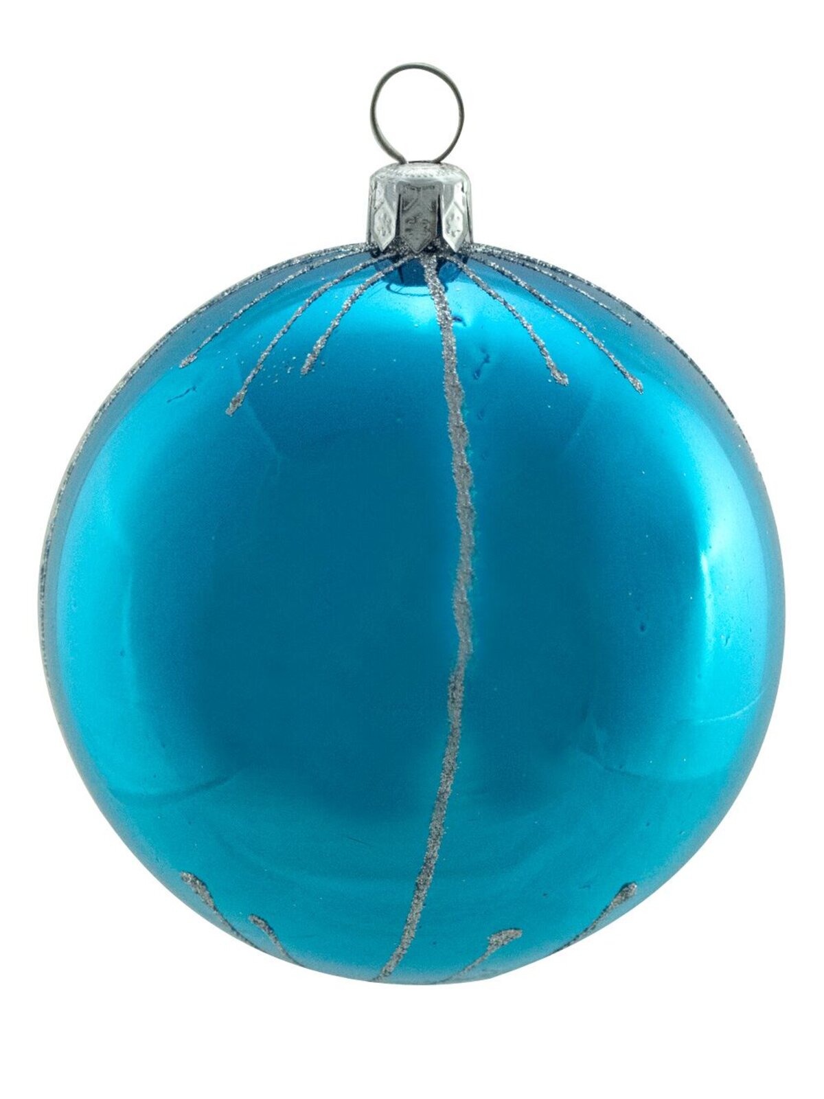 Assorted Blue With Silver Glittered Patterns Baubles - 6 x 80mm — image 4
