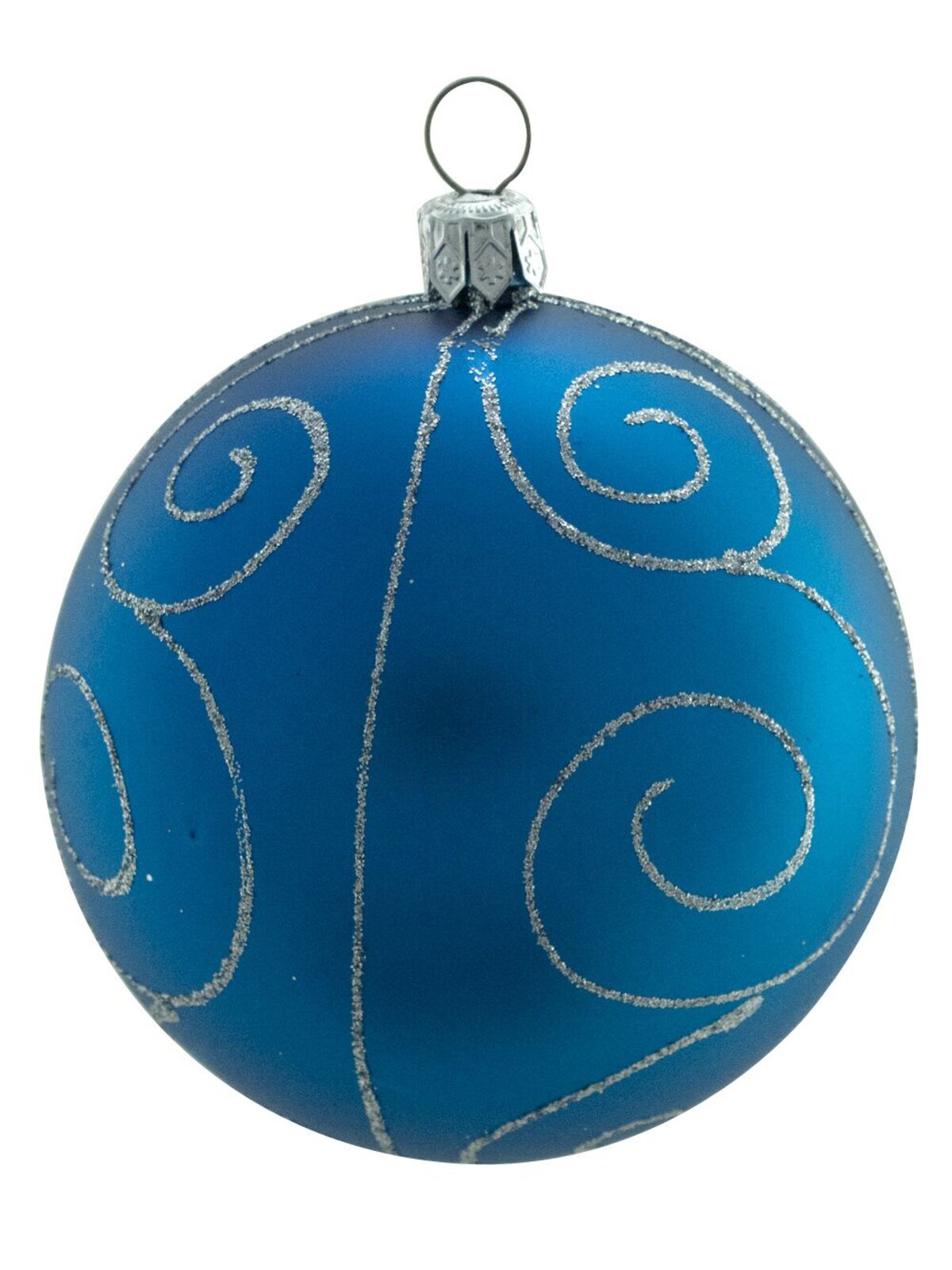 Assorted Blue With Silver Glittered Patterns Baubles - 6 x 80mm — image 7
