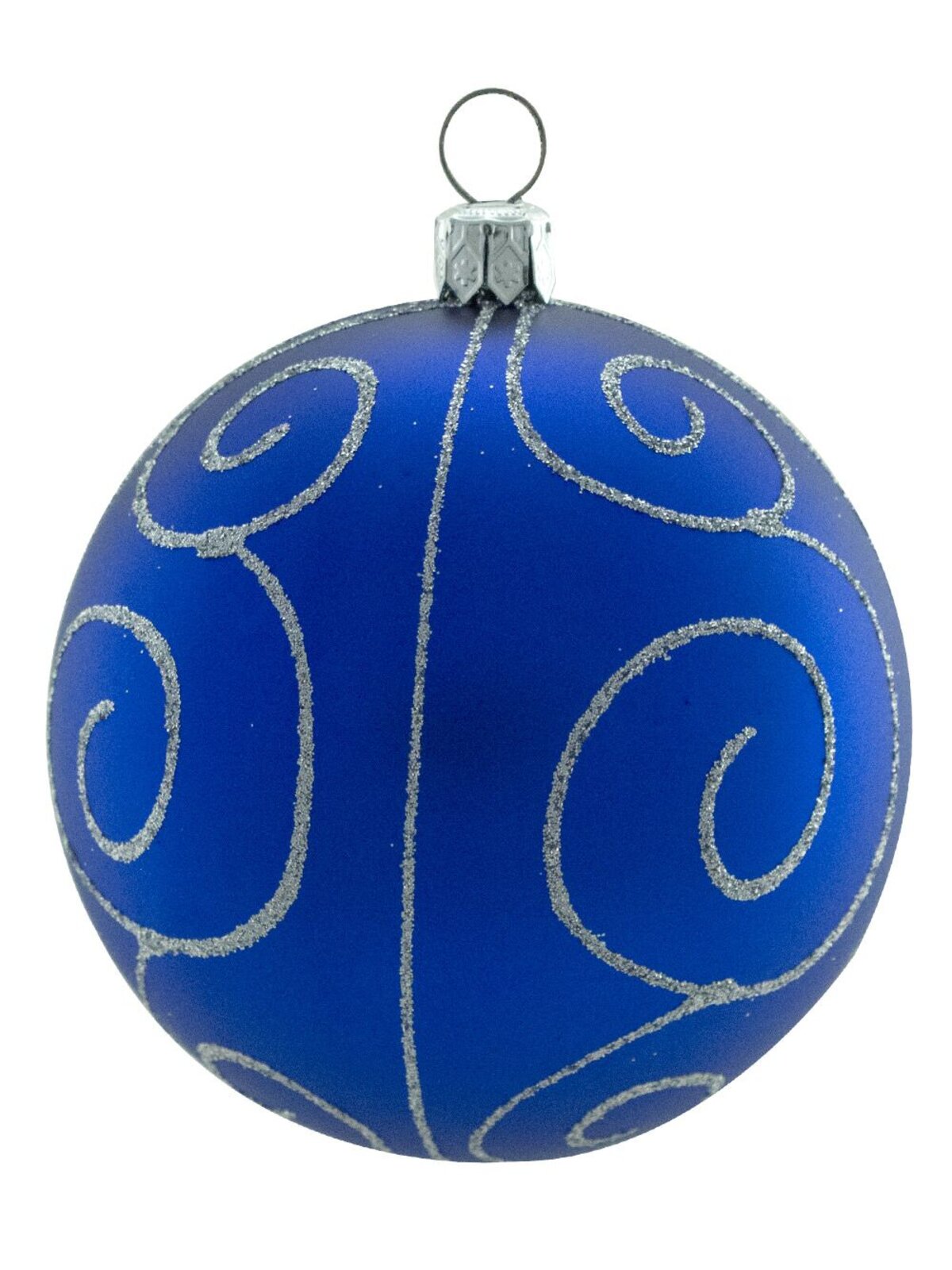 Assorted Blue With Silver Glittered Patterns Baubles - 6 x 80mm — image 6