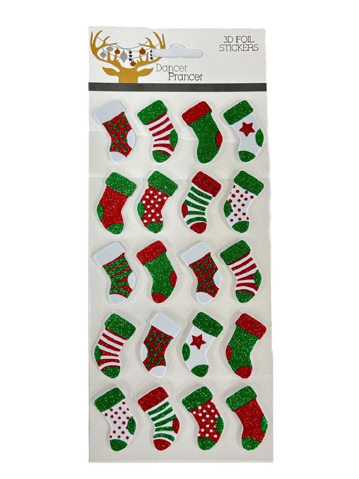 Assorted Christmas Tree Or Stocking Foil Stickers With Glitter — image 2