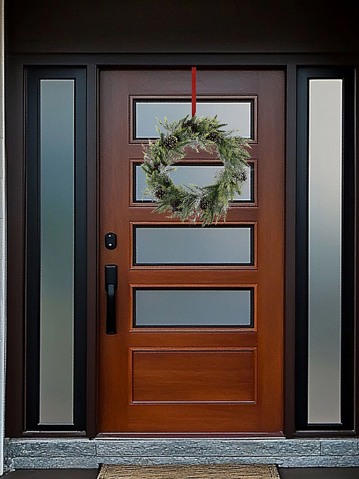 Assorted Red Or Green Metal Wreath Hanger | 36cm Over Door Hook Holds 11kg — image 3