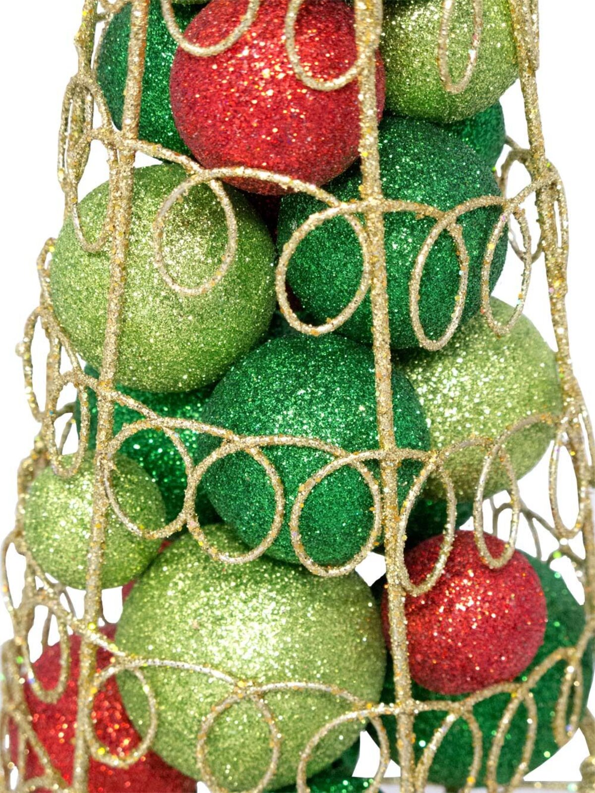 Bauble Filled Gold Glitter Wire Cone Table Top Tree - 45cm — image 4