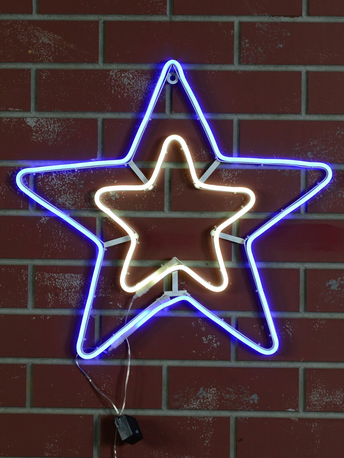 Blue & Cool White Christmas Stars Neon Christmas Light Silhouette - 63cm — image 2