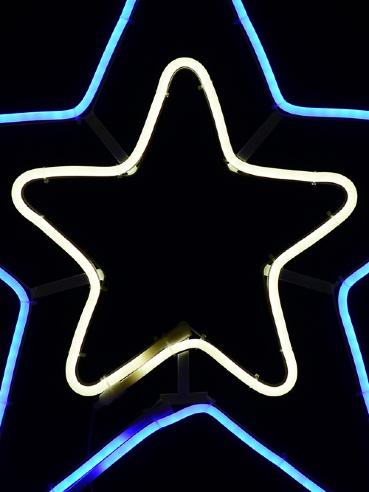 Blue & Cool White Christmas Stars Neon Christmas Light Silhouette - 63cm — image 4