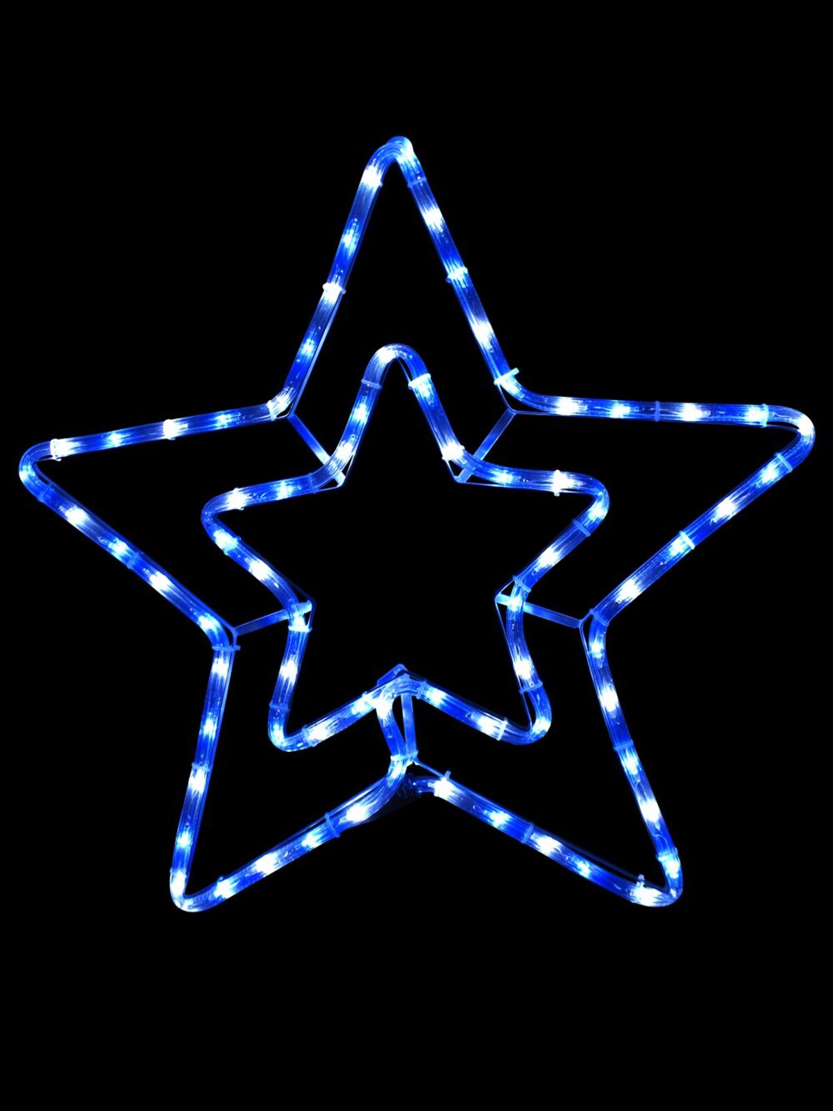 Blue & Cool White LED Double Star Rope Light Silhouette - 52cm — image 2