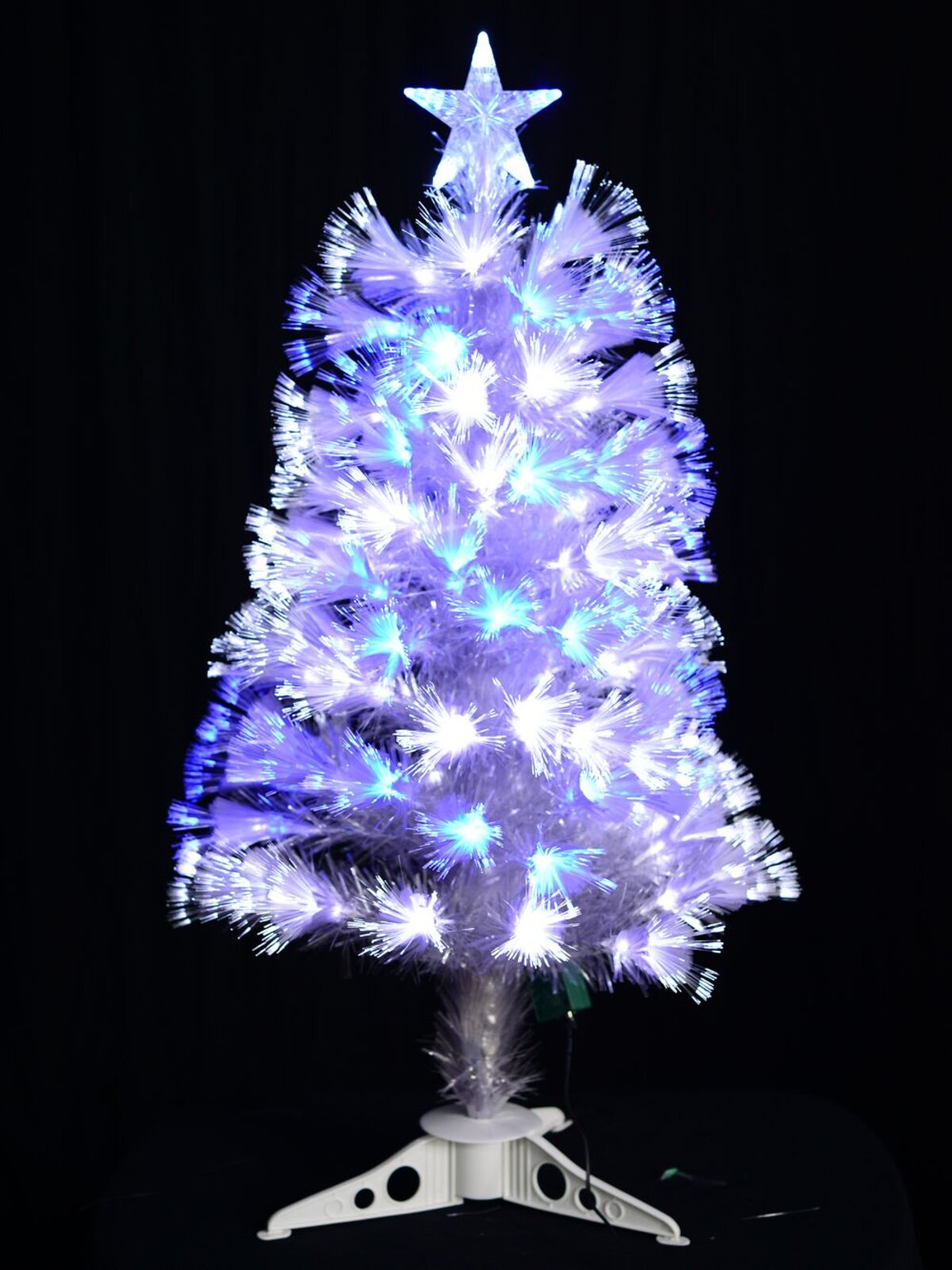 Blue & Cool White LED Fibre Optic Tree With Transparent Leaves - 90cm