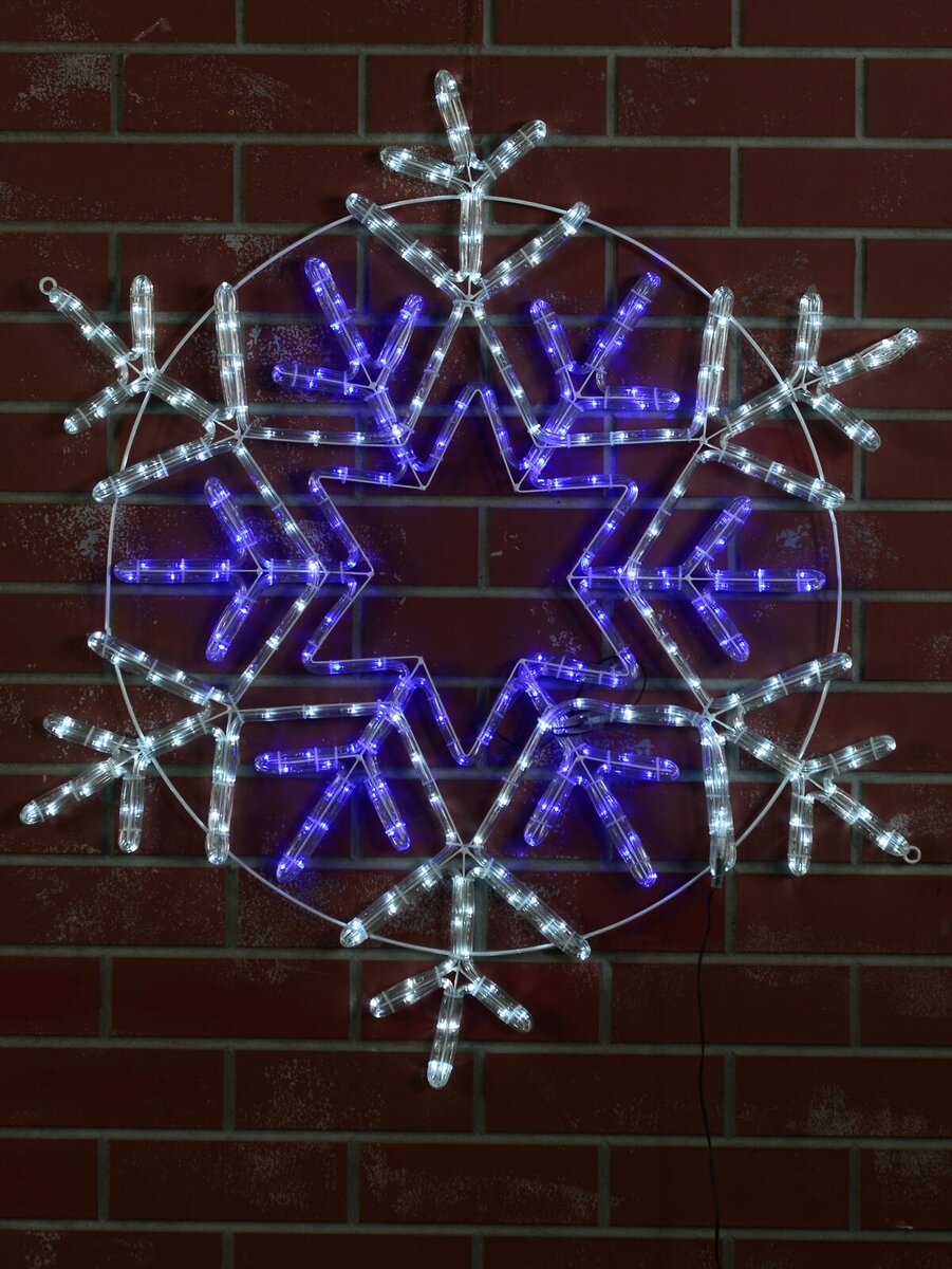 Blue & Cool White LED Radiating Snowflake Rope Light Silhouette - 1m — image 2