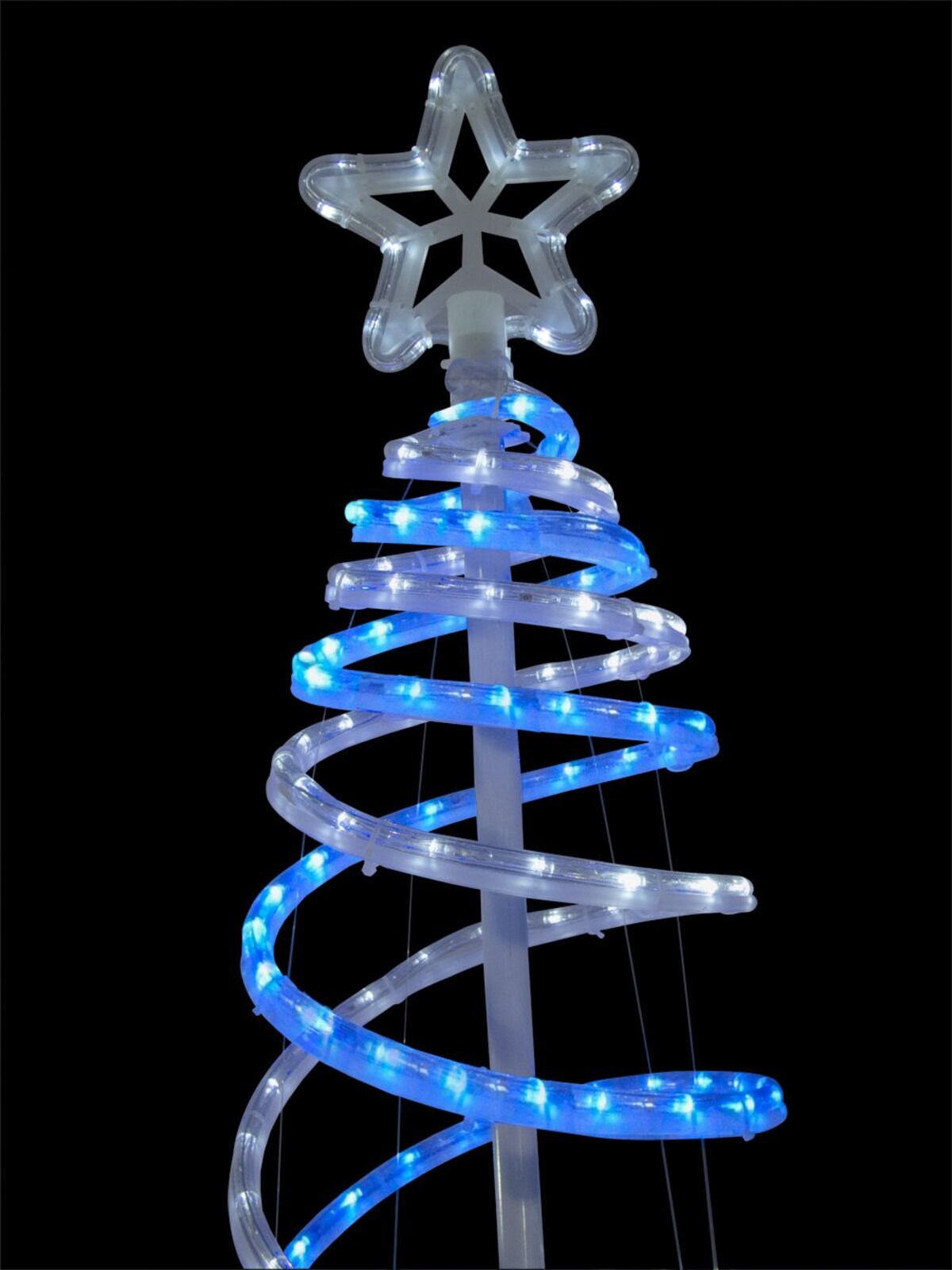 Blue & Cool White LED Rope Light 3D Spiral Outdoor Christmas Tree - 1.8m — image 3