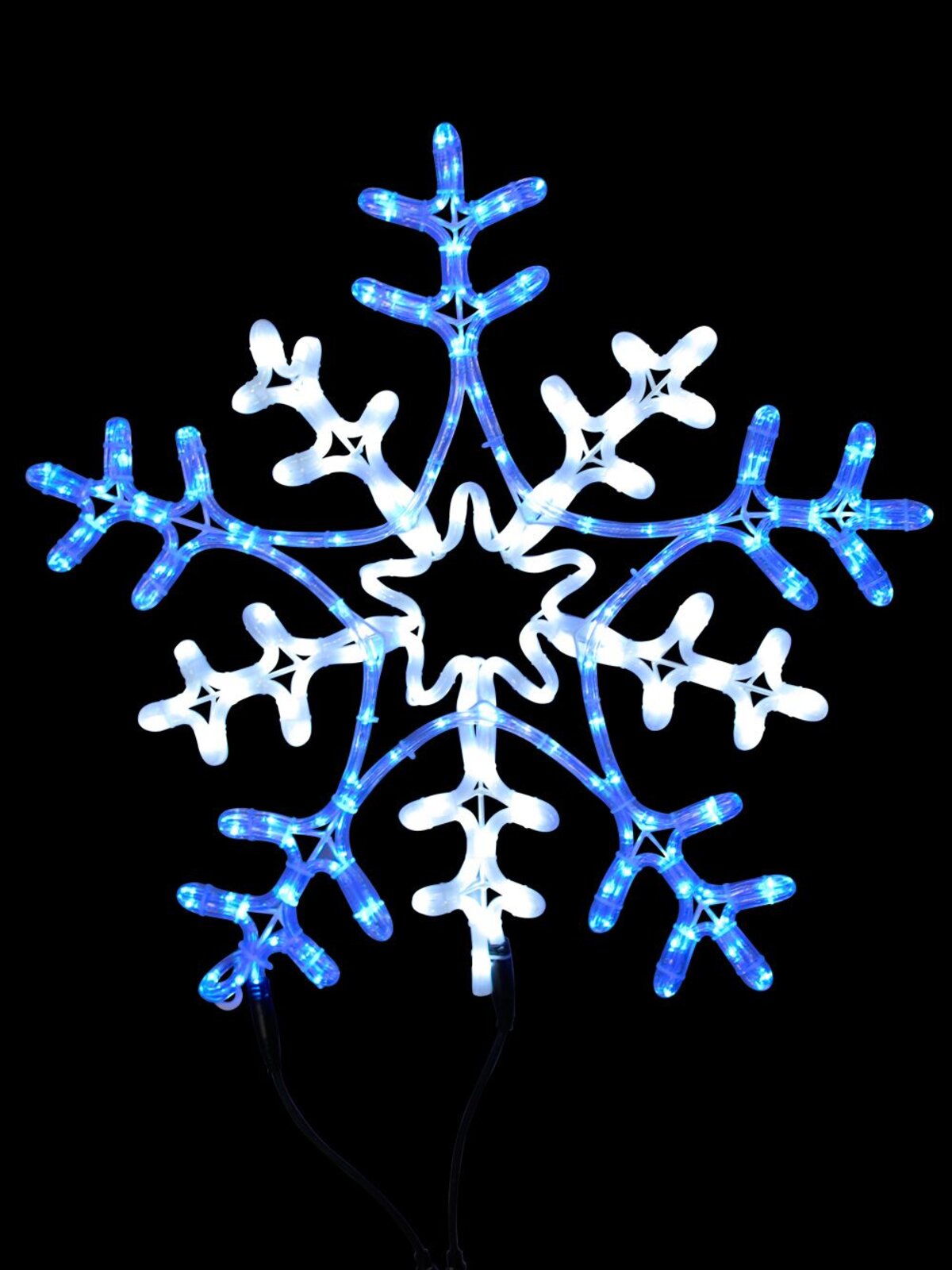 Blue & Cool White Snowflake Rope Light Silhouette - 65cm