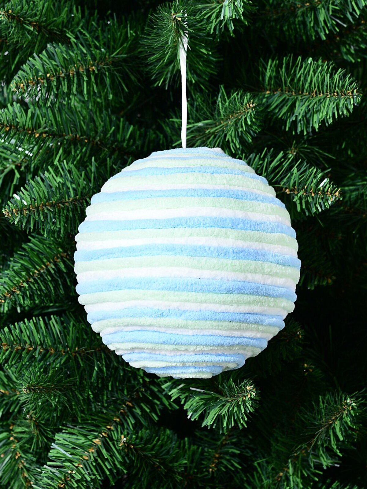 Blue Green & White Whimsical Grand Chenille Cord Bauble | 15cm — image 2