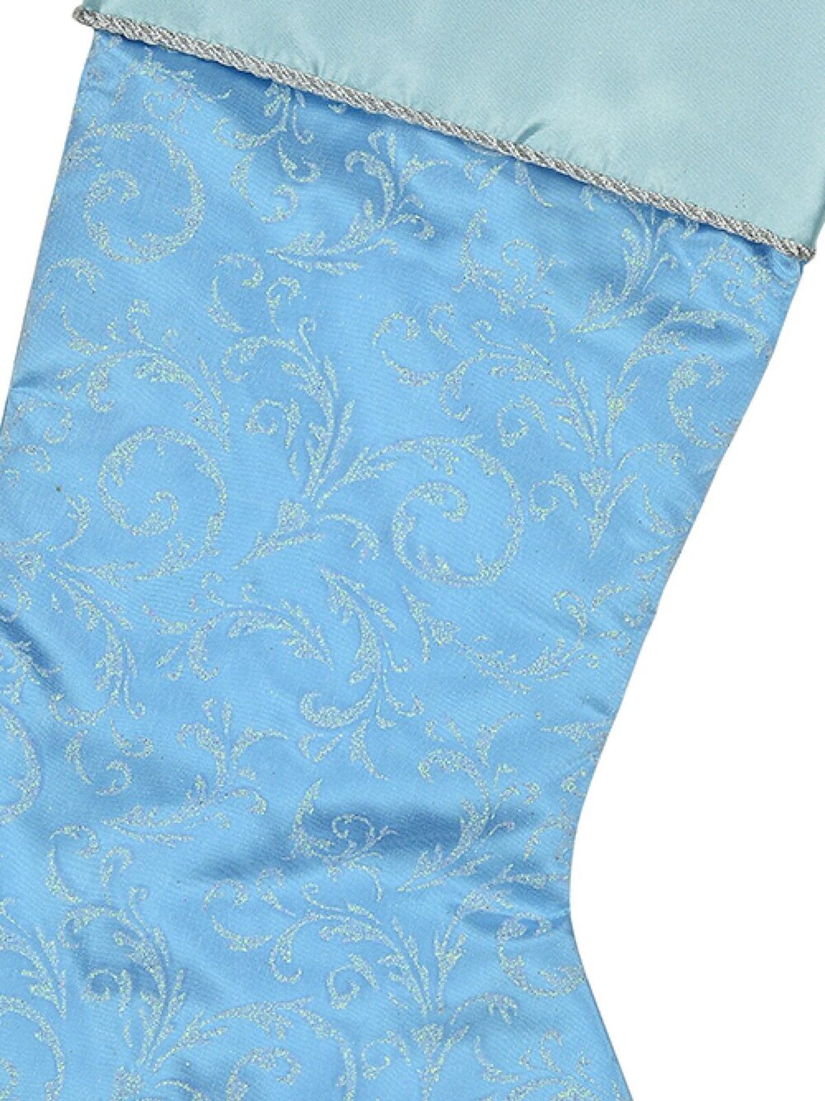 Blue With Light Blue Pattern Satin Christmas Stocking - 52cm — image 3