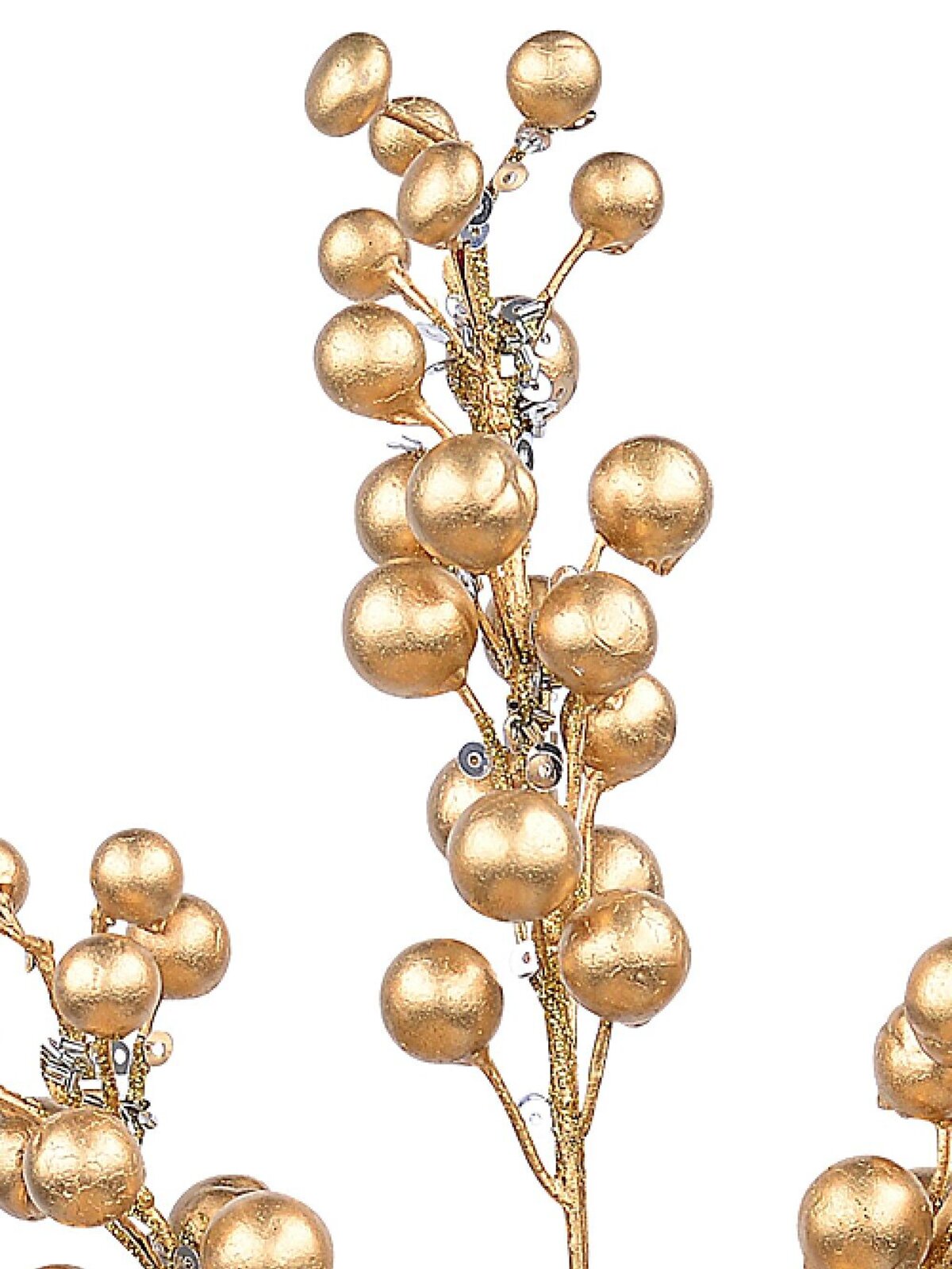 Bronze Berry With Glitter & Sequins Decorative Christmas Spray Pick - 33cm — image 3