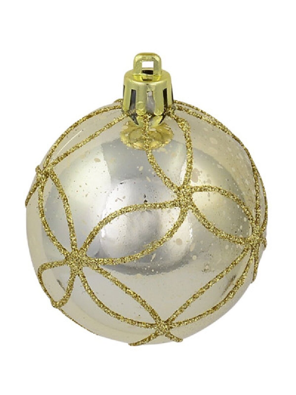 Brown, Gold & Ivory Speckled With Glitter Detail Baubles - 6 x 60mm — image 3