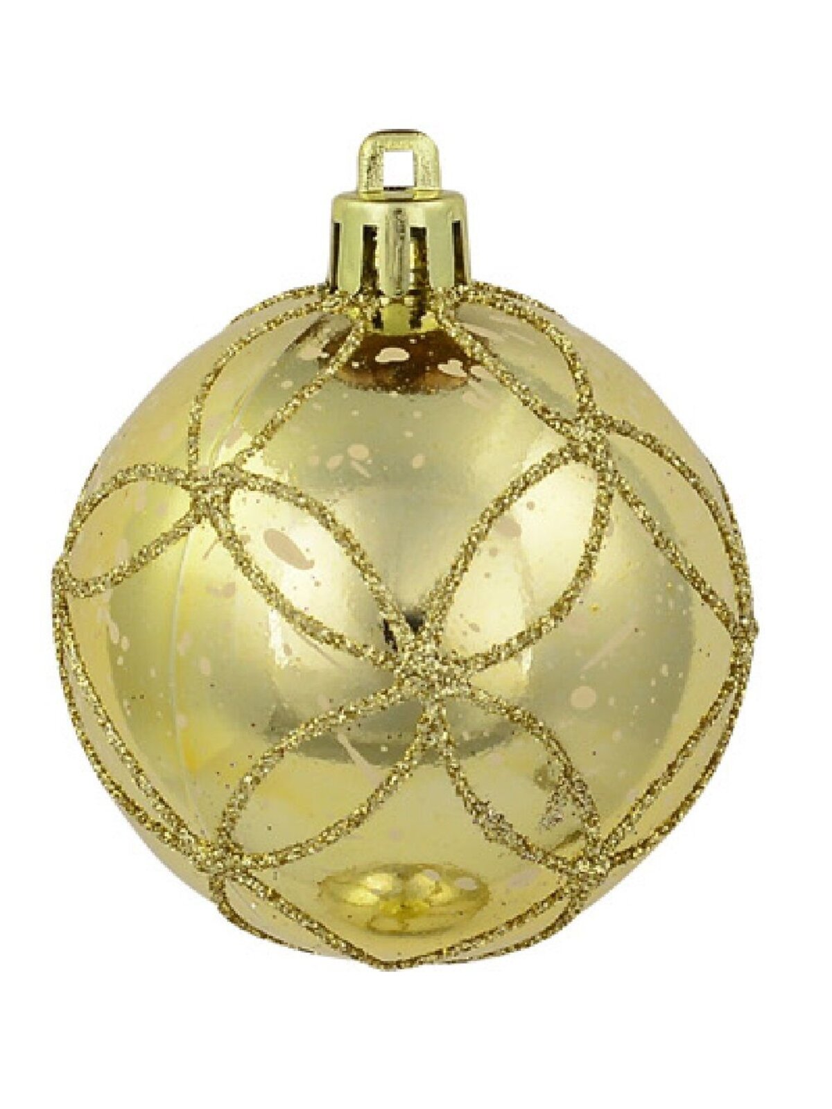 Brown, Gold & Ivory Speckled With Glitter Detail Baubles - 6 x 60mm — image 5