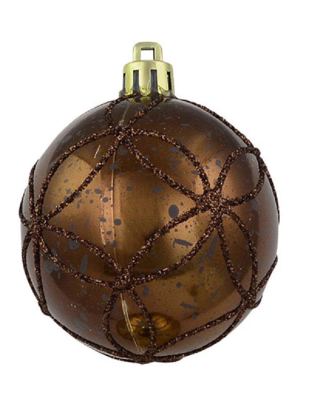 Brown, Gold & Ivory Speckled With Glitter Detail Baubles - 6 x 60mm — image 4