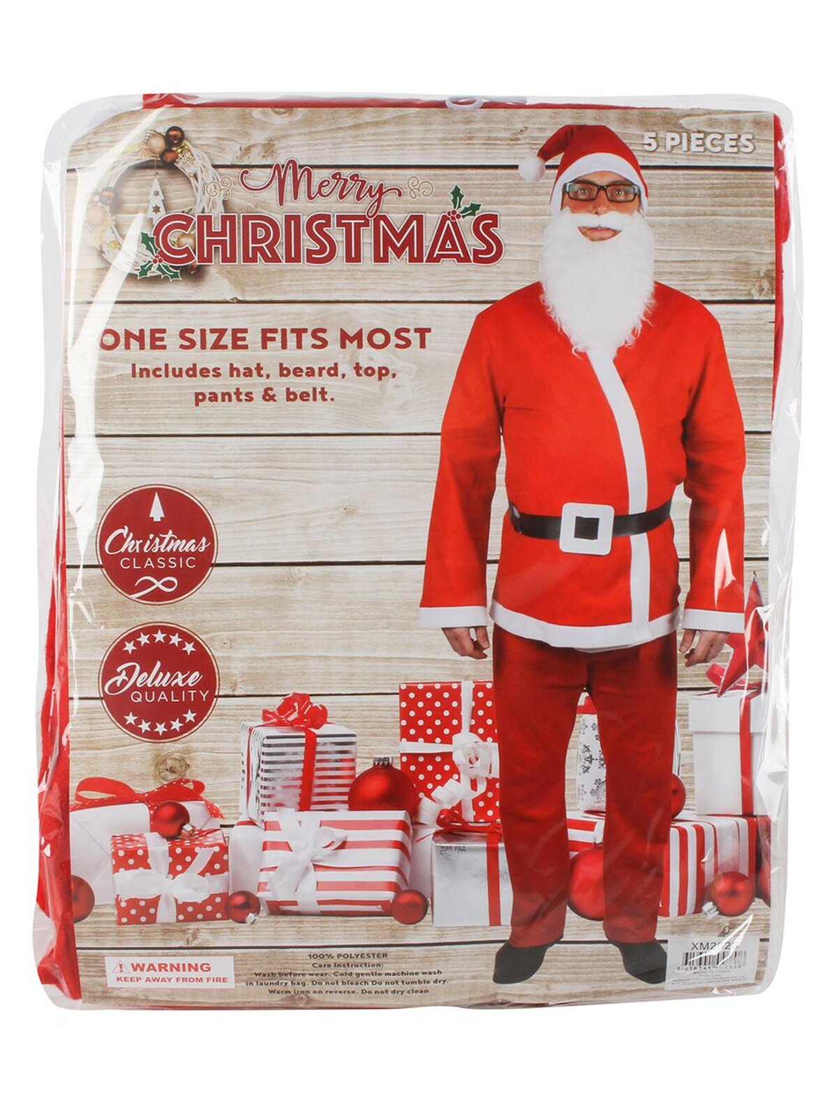 Budget 5 Piece Adult Santa Suit Costume - One Size Fits Most