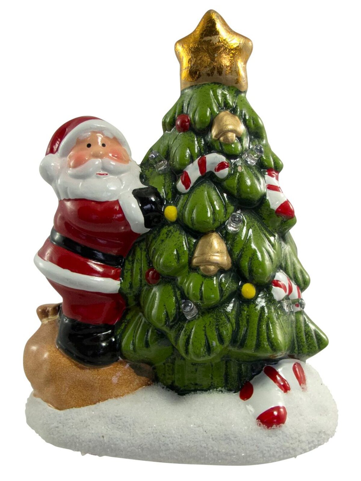 Ceramic Santa With LED Lit Christmas Tree - 16cm — image 2