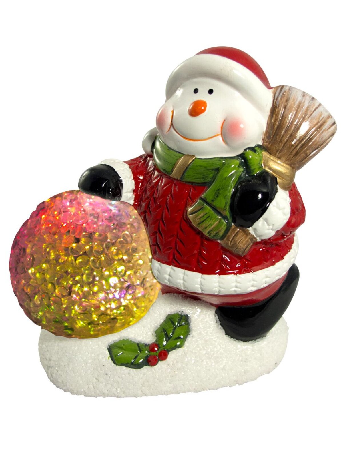 Ceramic Snowman With LED Acrylic Snowball - 12cm — image 2