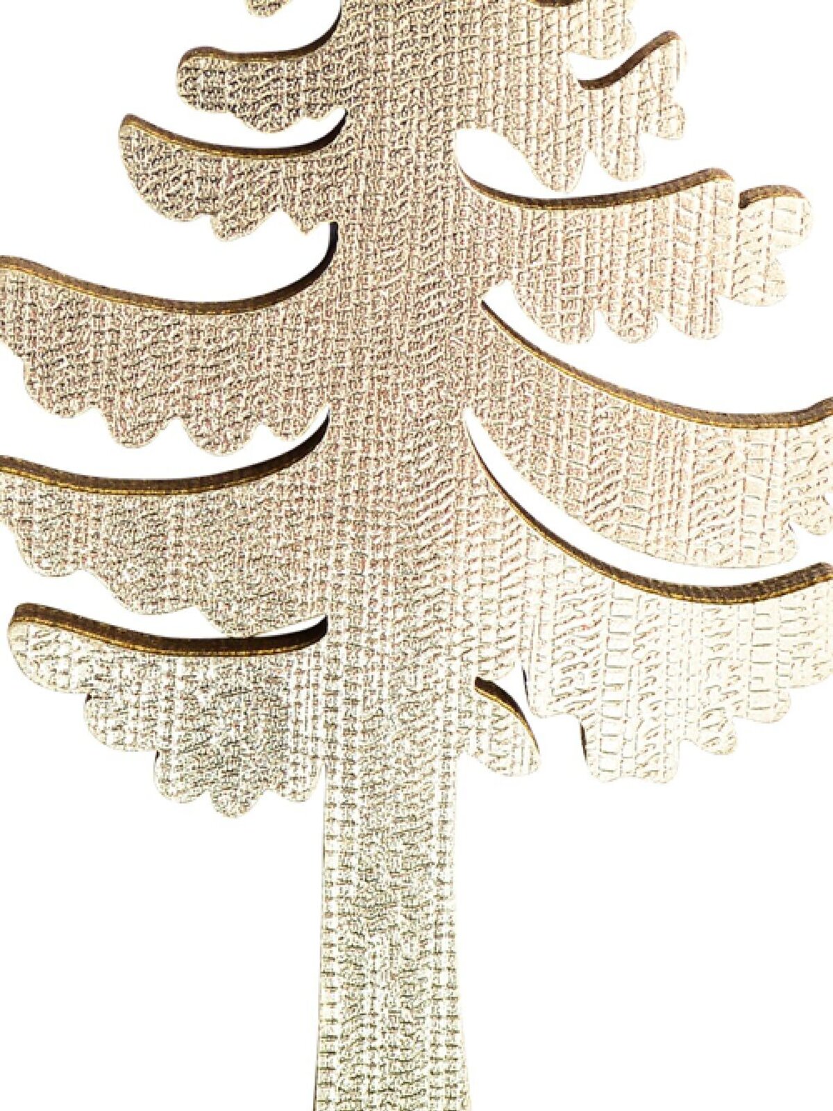Champagne Natural Wood 2D Fir Christmas Tree Hanging Decoration - 12cm — image 3