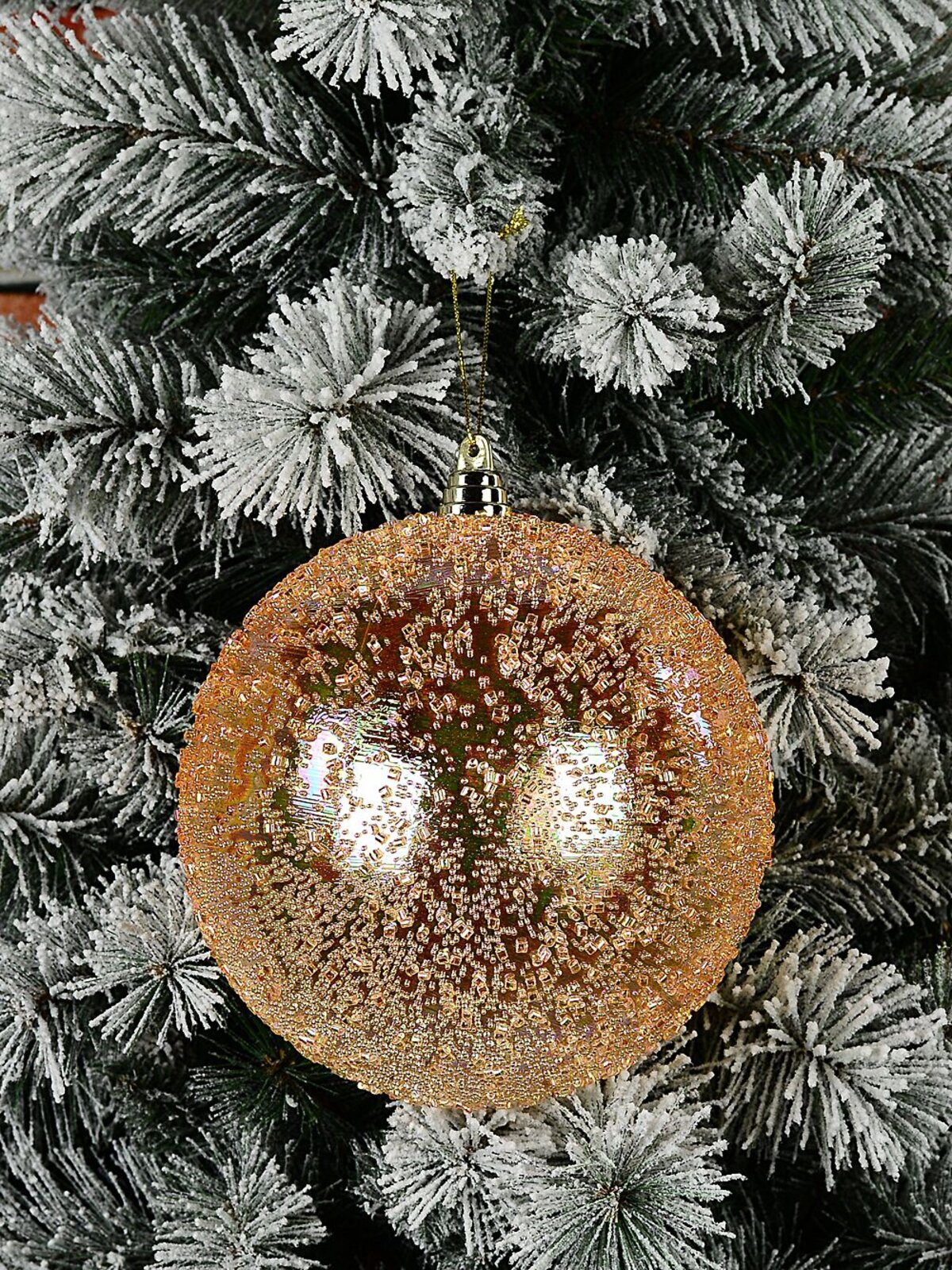 Champagne Orange Beaded Majestic Large Display Bauble | 20cm — image 2
