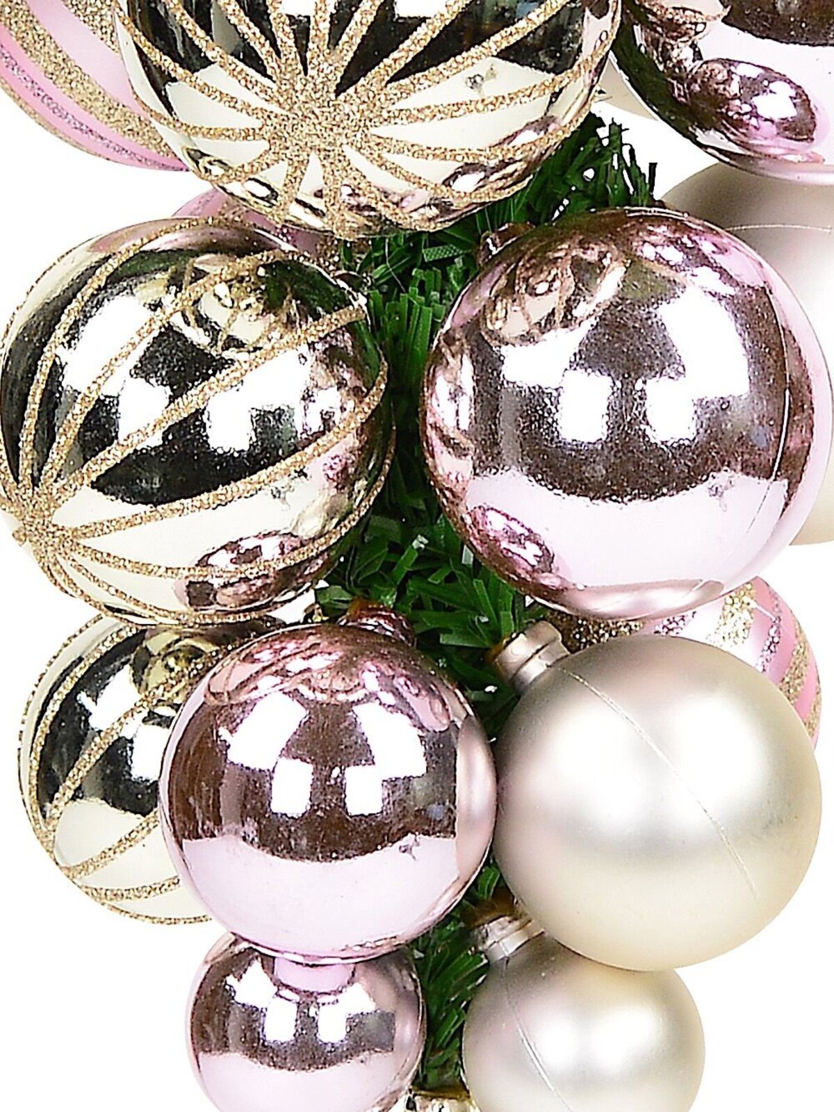 Champagne & Pink Grape Clustered Baubles Hanging Decoration - 22cm