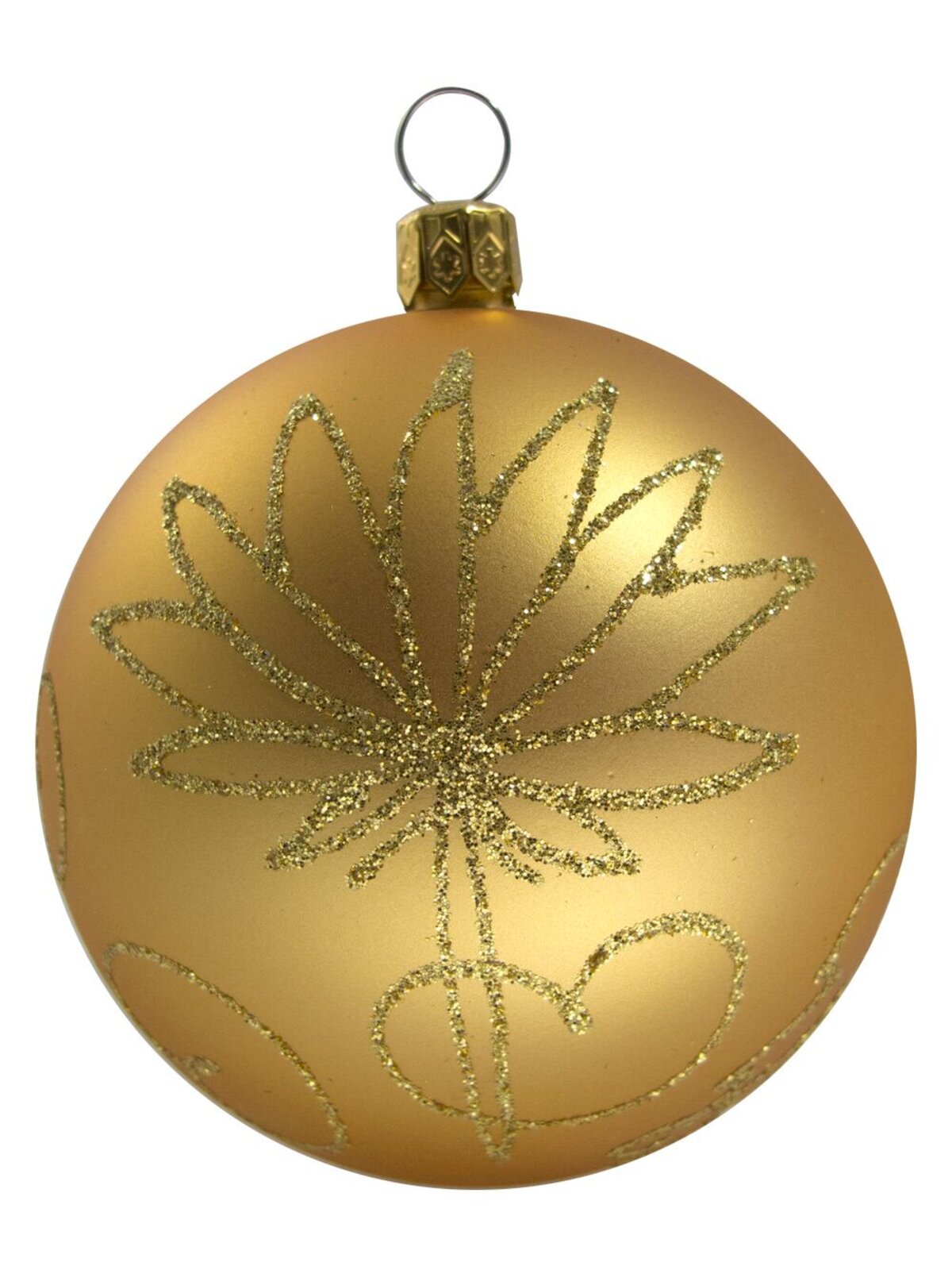 Chocolate & Gold baubles With Gold Glitter Pattern - 4 x 80mm — image 2