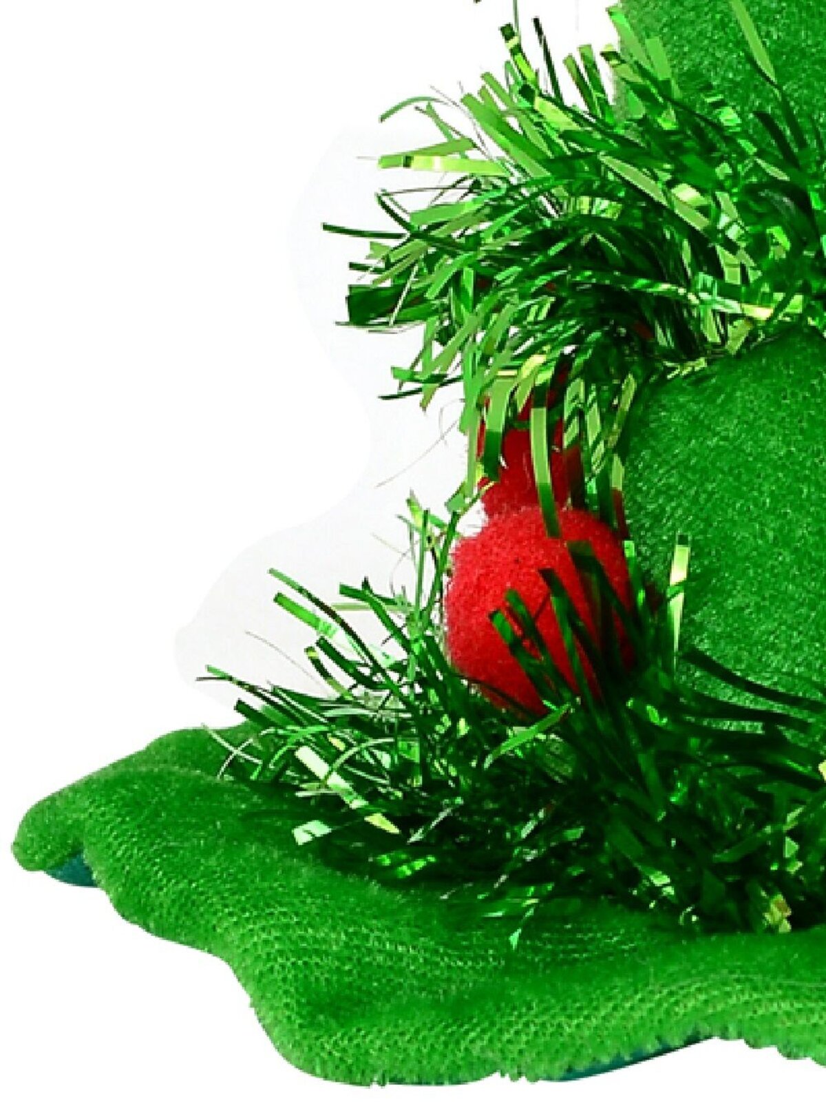 Christmas Tree Hat Hairpin With Tinsel, Balls & Star Decorations - 15cm