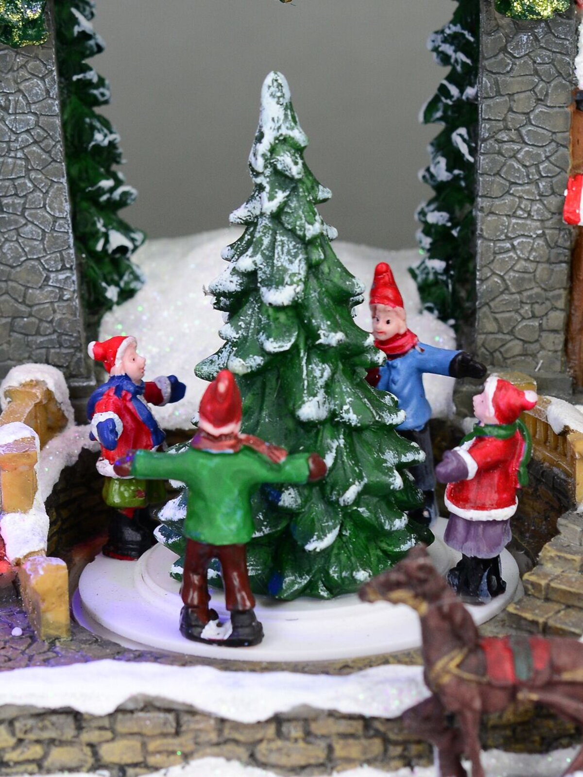 Christmas Village Scene With Santa's Workshop & Moving Children - 33cm — image 7