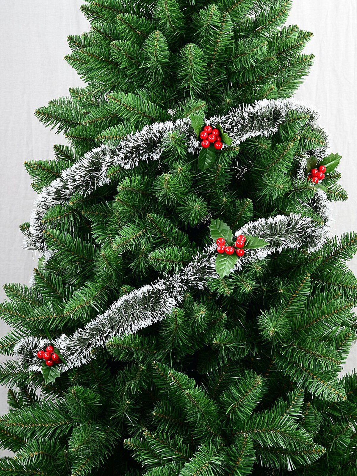 Classic 5ply White Tip Fir Holly & Berry Christmas Tinsel Garland | 2.7m x 70mm — image 2