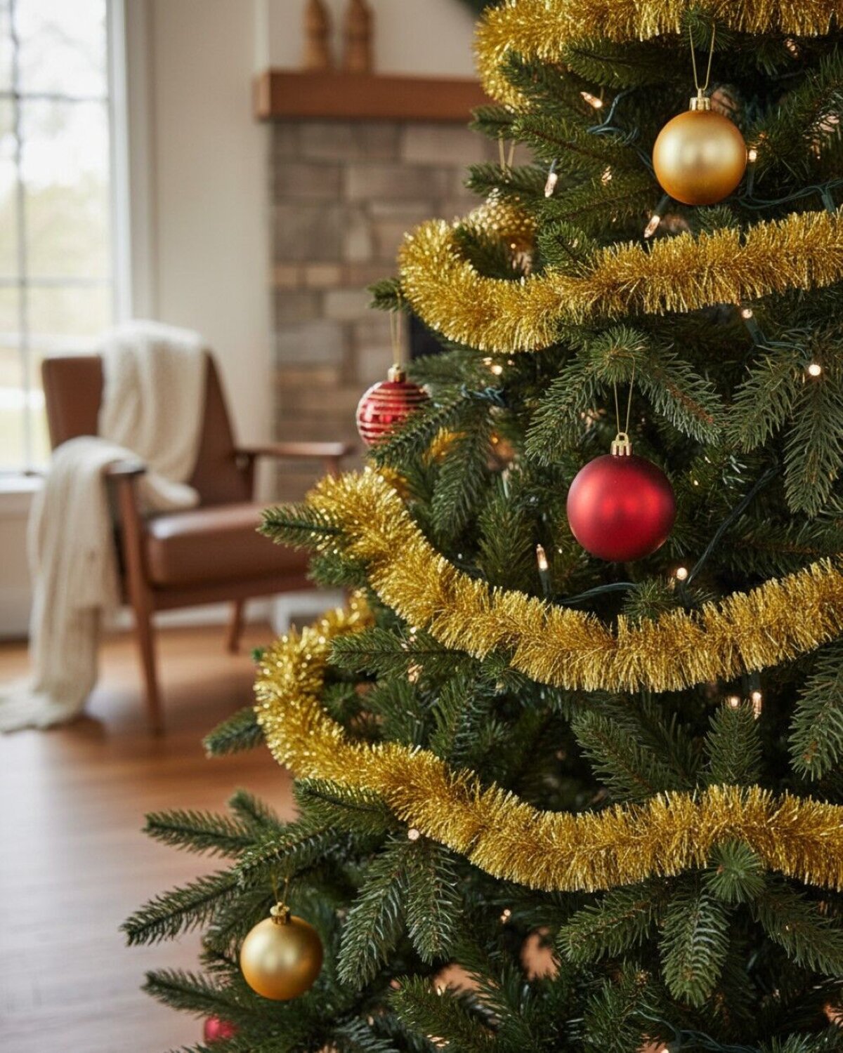 Classic 6ply Gold Metallic Fir Christmas Tinsel Garland | 5m x 50mm — image 3