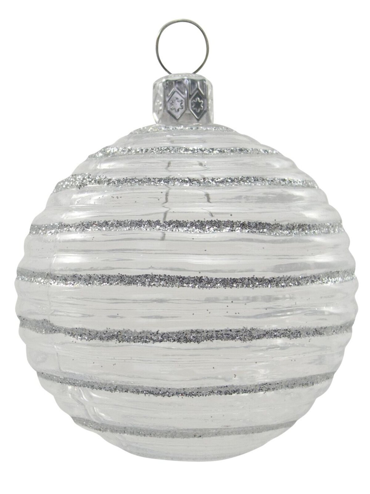 Clear Baubles With Assorted Glittered Pattern - 9 x 60mm