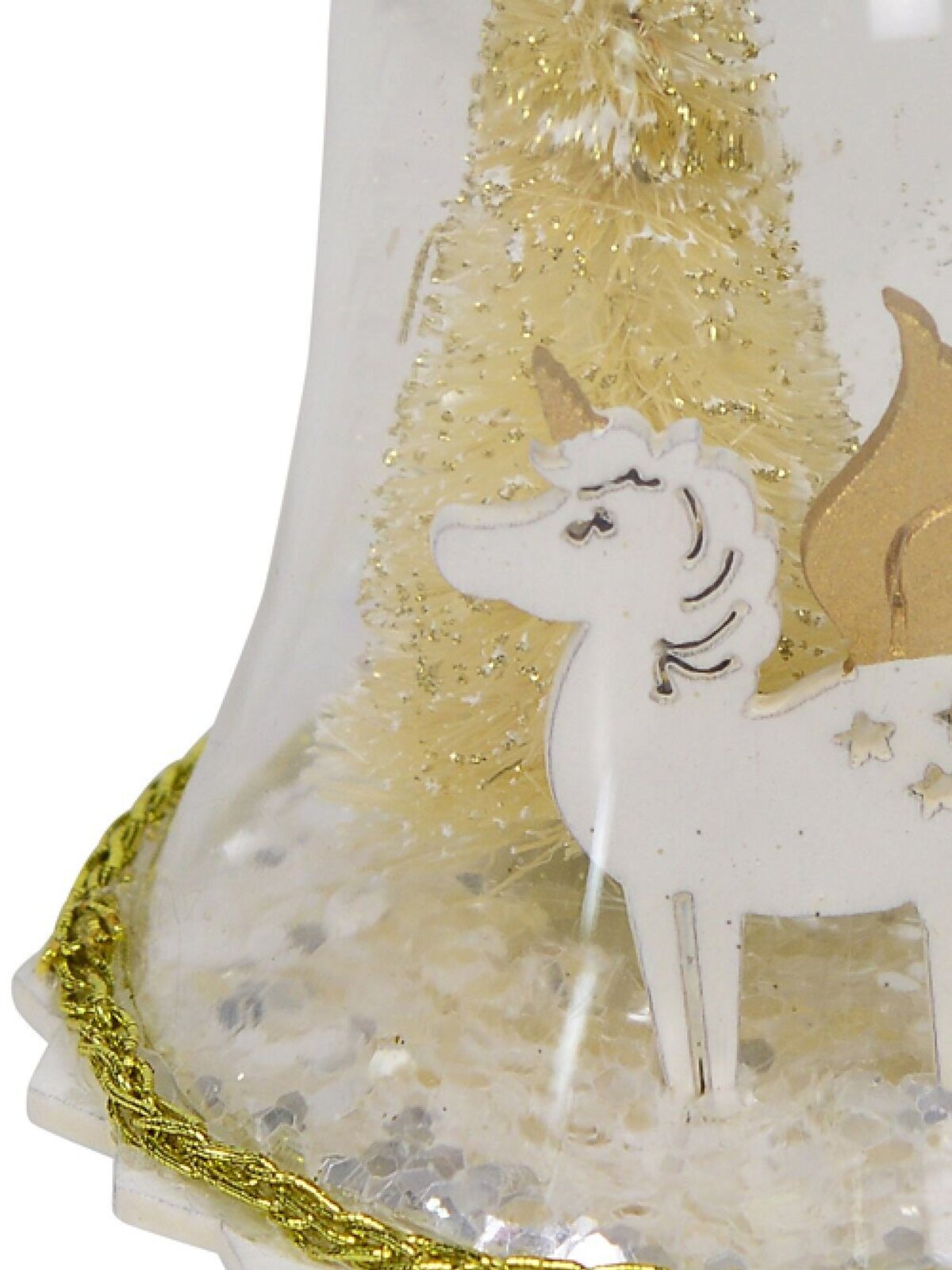 Clear Bell with Gold Trees & Unicorn Christmas Tree Hanging Decoration - 12cm — image 3