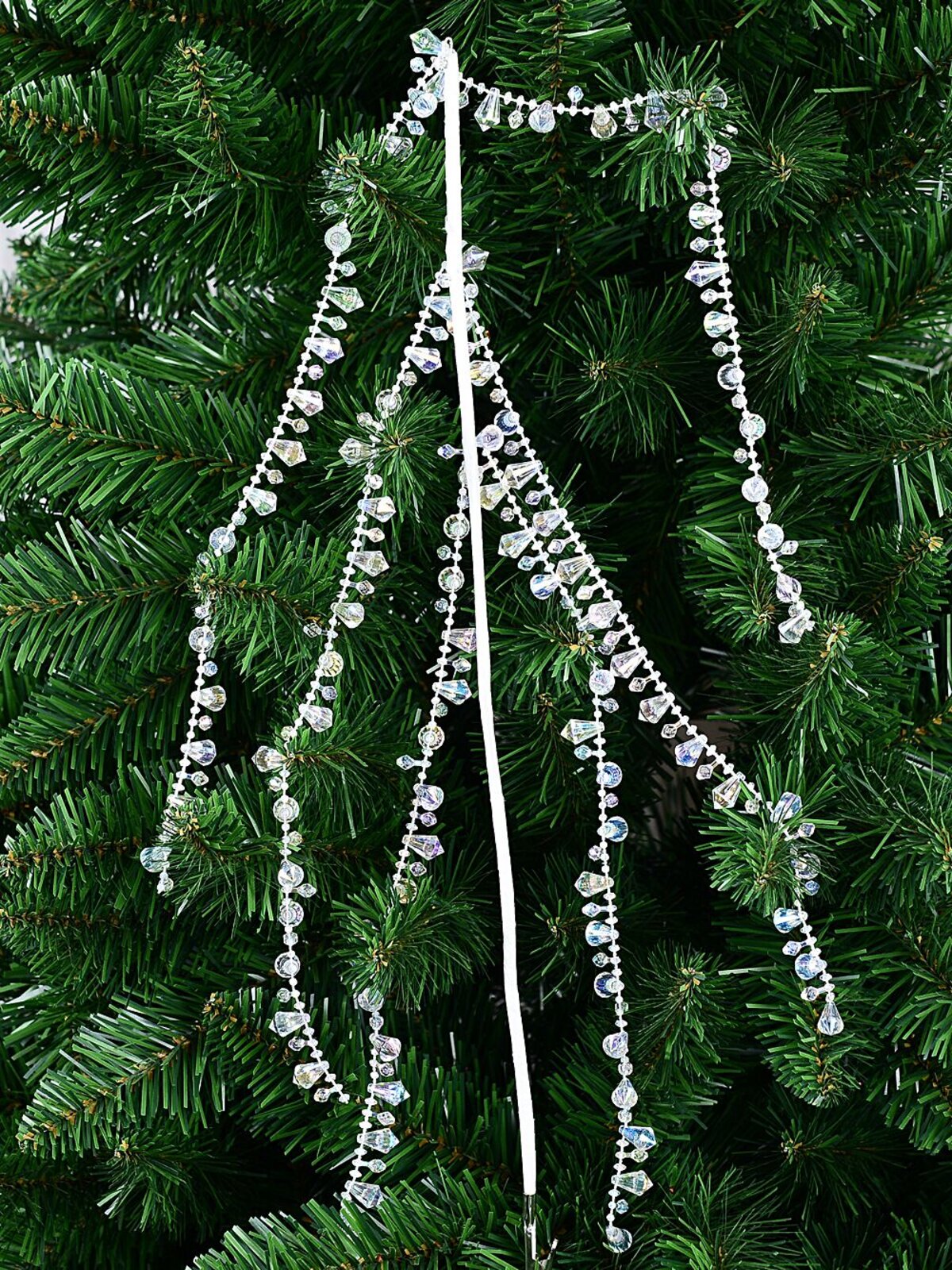 Clear Iridescent Diamante Bead Spray Long Christmas Clip Stem | 45cm — image 3