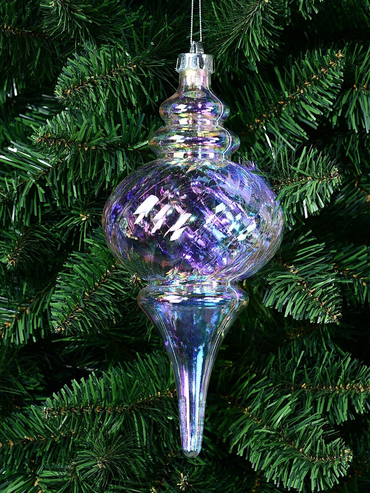 Clear Iridescent Lustrous Grand Ball Finial Drop | 26cm — image 2