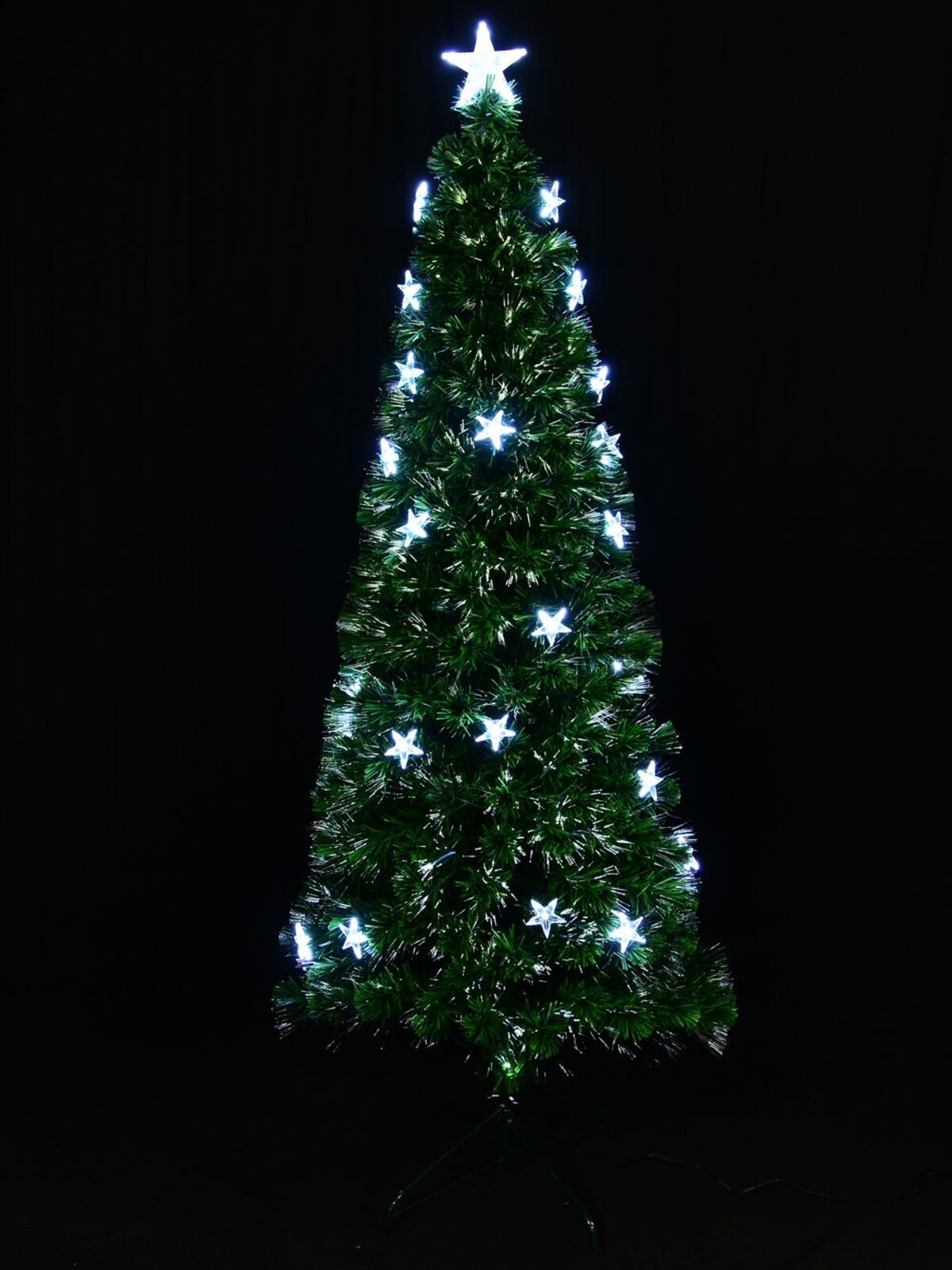 Cool White Fibre Optic Christmas Tree With 230 Tips & Star Decorations - 1.8m — image 2