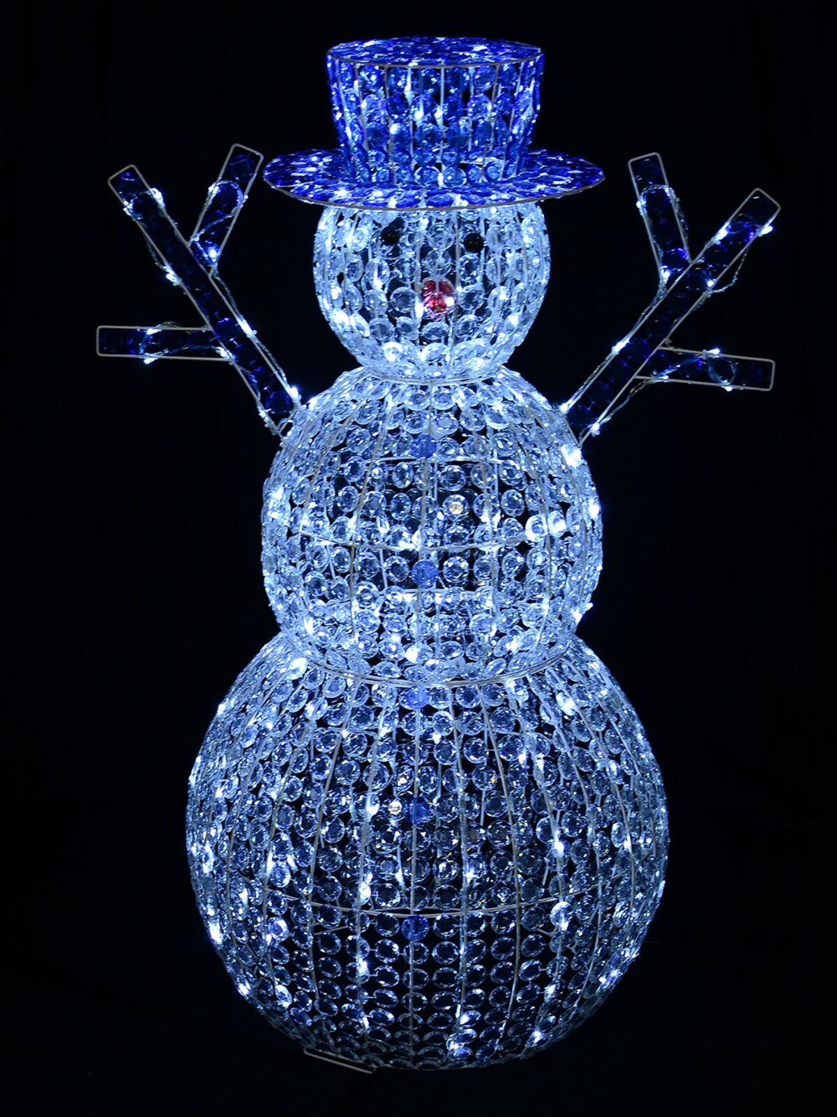 Cool White LED Crystal 3D Winter Snowman With Top Hat - 1.2m