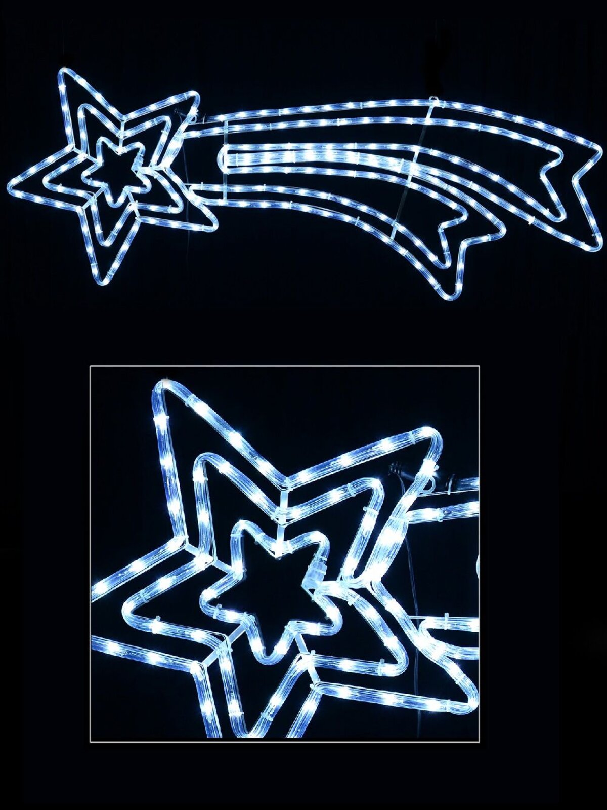 Cool White LED Shooting Christmas Star Rope Light Display Silhouette - 1.2m — image 2