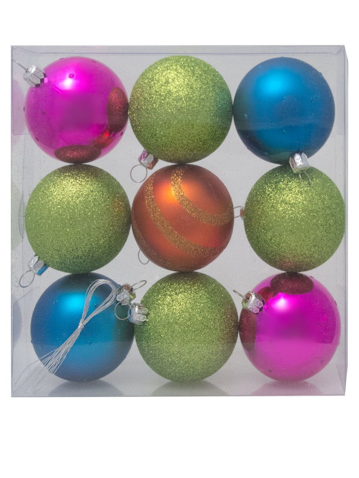 Copper, Blue, Lime & Fuchsia Baubles In Assorted Styles - 9 x 60mm  — image 6