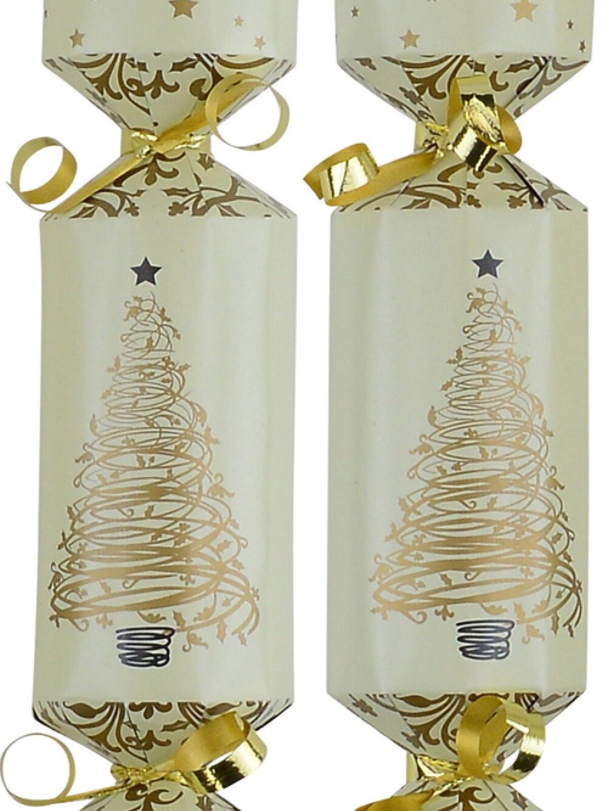 Cream With Gold Christmas Tree & Stars Christmas Cracker Bon Bons - 50 x 26cm — image 2